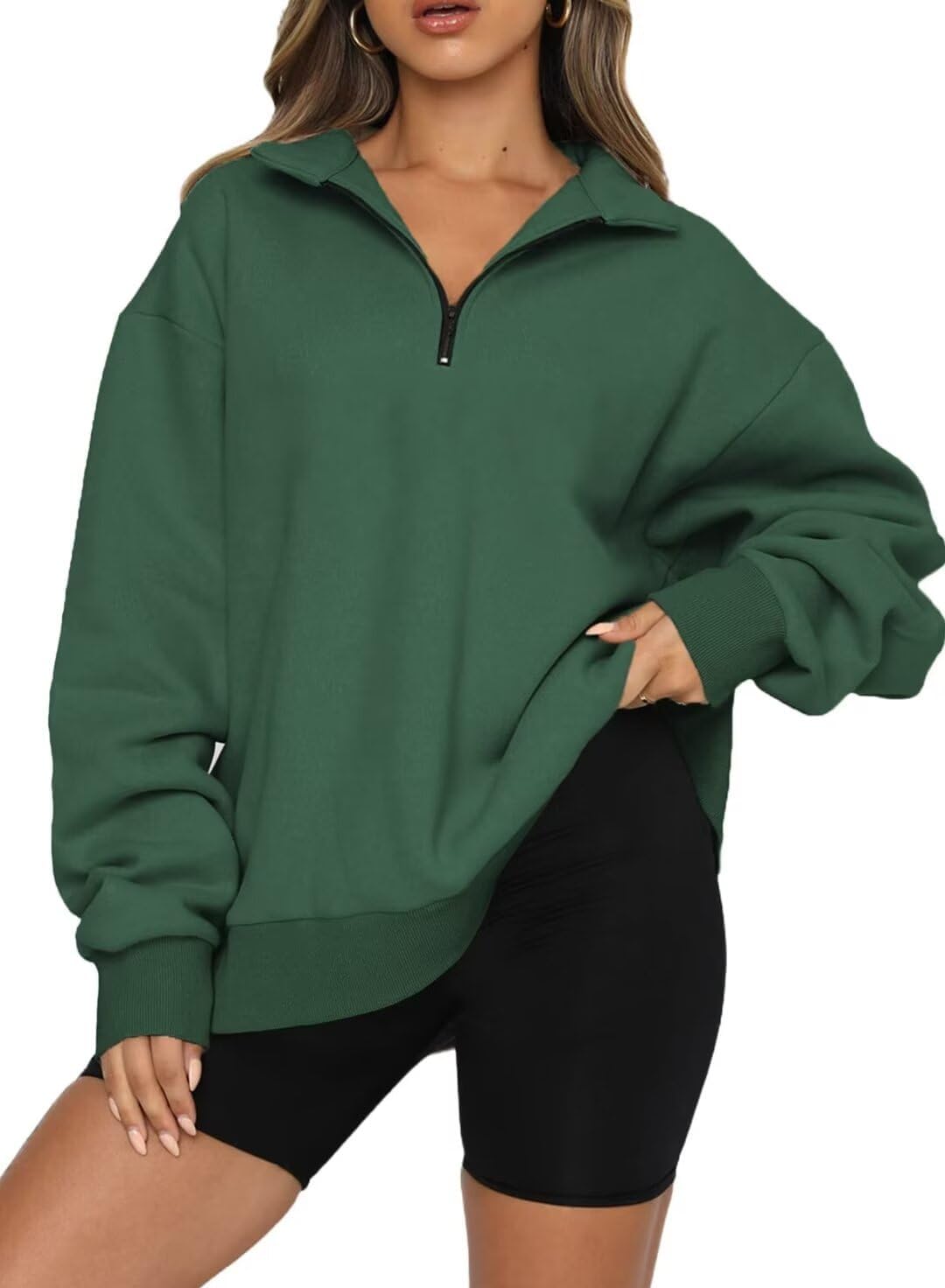 BLENCOT Women's Half Zip Quilted Sweatshirt for Casual Style