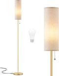 Floor Lamp with Linen Shade and 3-Temp LED Bulb - Minimalist 64in