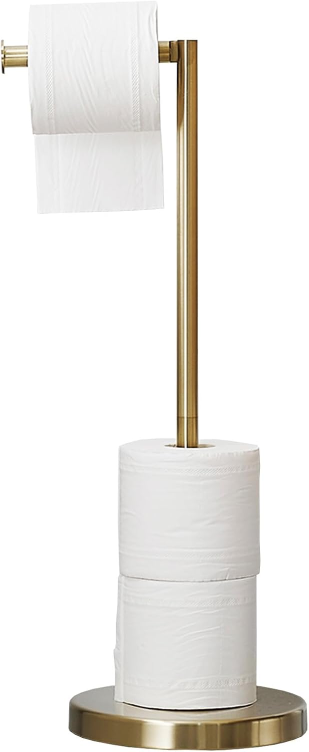 BWE Brushed Gold Toilet Paper Holder Stand for Modern Bathrooms