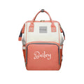 Personalized Coral and White Large Diaper Bag Backpack - Custom