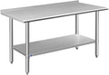Stainless Steel Prep Table 24x60 in with Backsplash - Heavy Duty