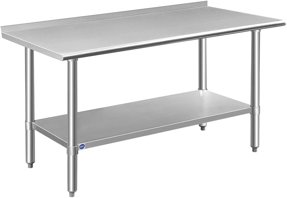 ROCKPOINT Stainless Steel Prep Table with Backsplash 24x60 in
