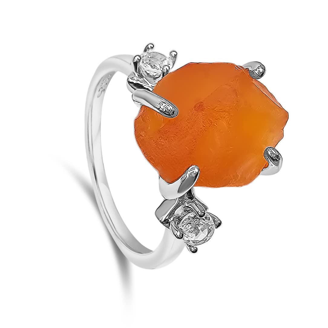Real Raw Crystal Ring Birthstone Jewelry Gift for Her Unique