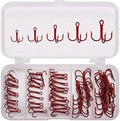 50pcs/Box Fishing Treble Hooks Kit - Sharp Red Trebles