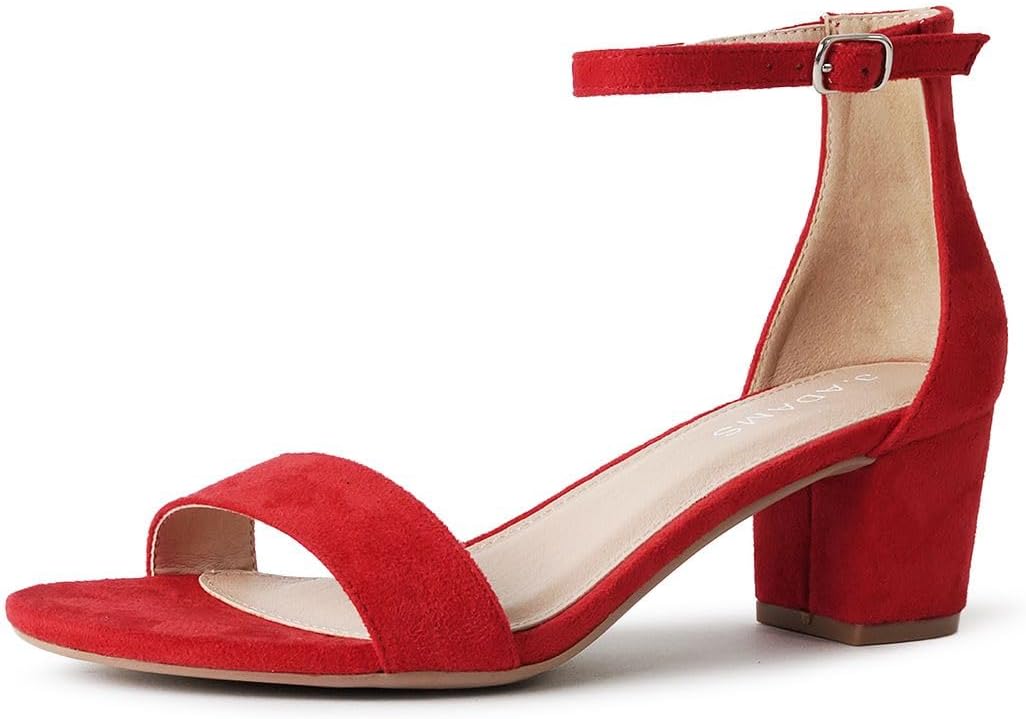 Daisy Heeled Sandals - Ankle Strap Low Block Open Toe Pumps