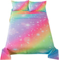 Rainbow Fitted Sheet Full Bed Set for Girls - Soft Pastel Tie Dye