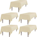 LTC LINENS 5 Pack Beige Rectangular Tablecloths 70 x 120 in - Event