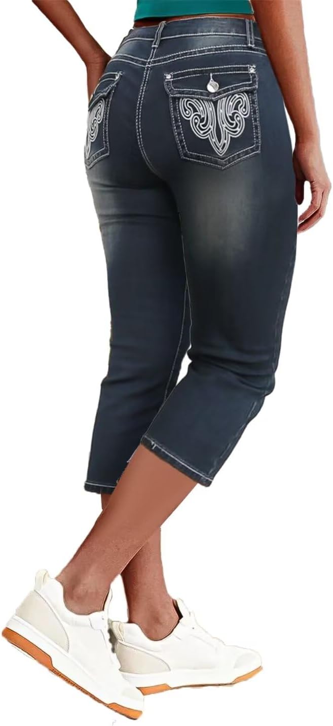Flamingals Women's Denim Capri Jeans for Effortless Style