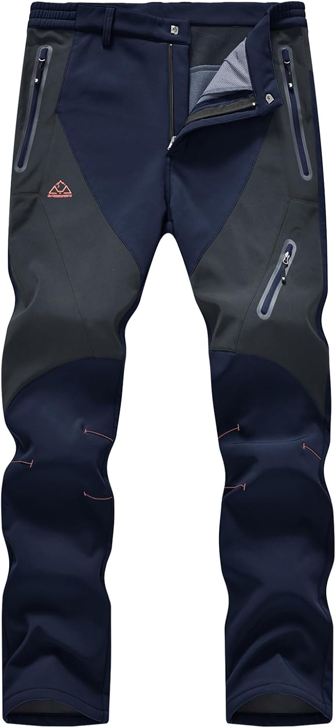 Rdruko Men's Snow Pants Waterproof Insulated Fleece Lined