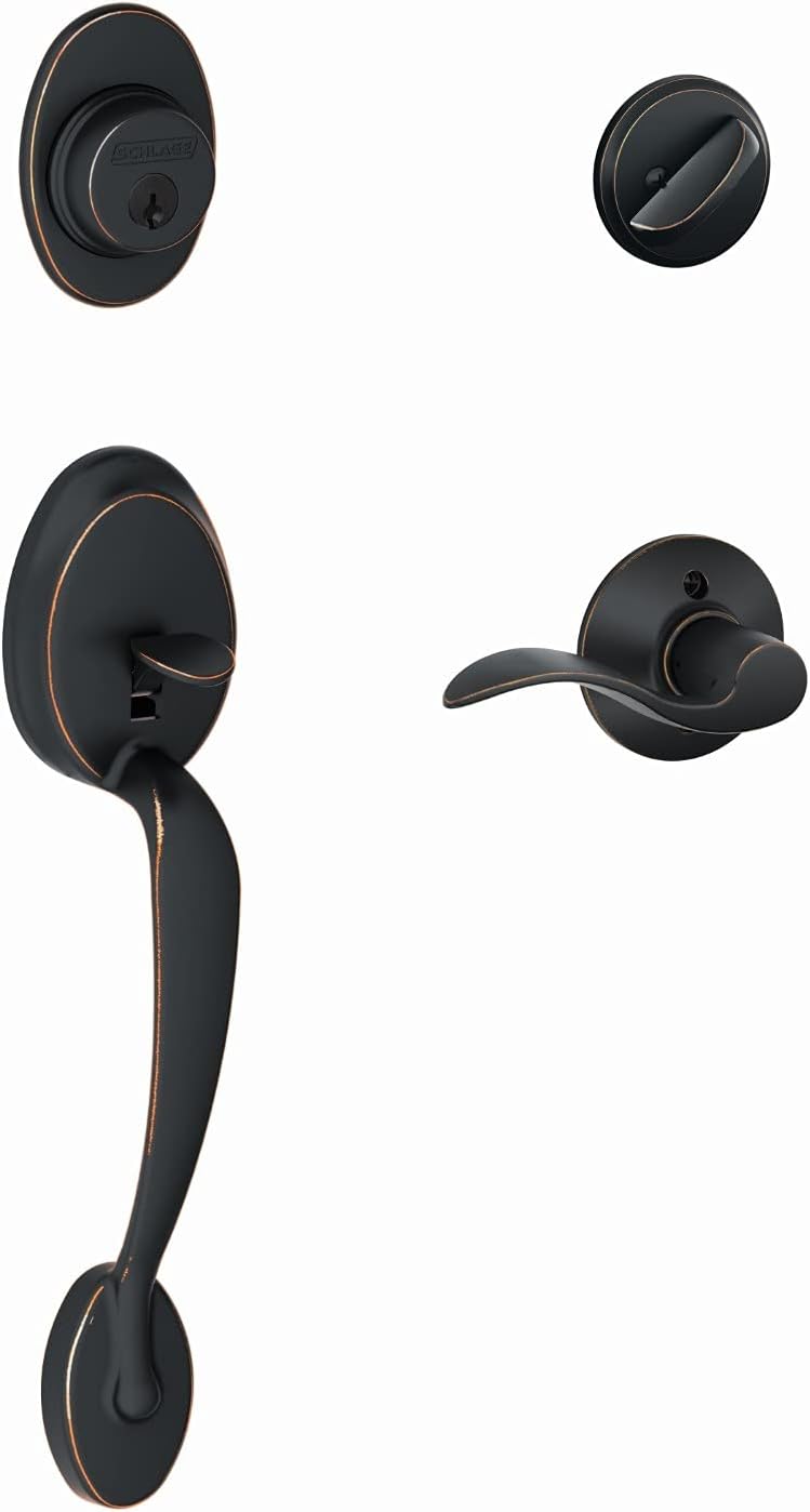 Schlage F60PLY716ACC Plymouth Active Door Handleset in Aged Bronze
