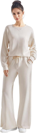 Modal Fall 2 Piece Oversized Sweatshirt Wide Leg Pants - Cozy Set