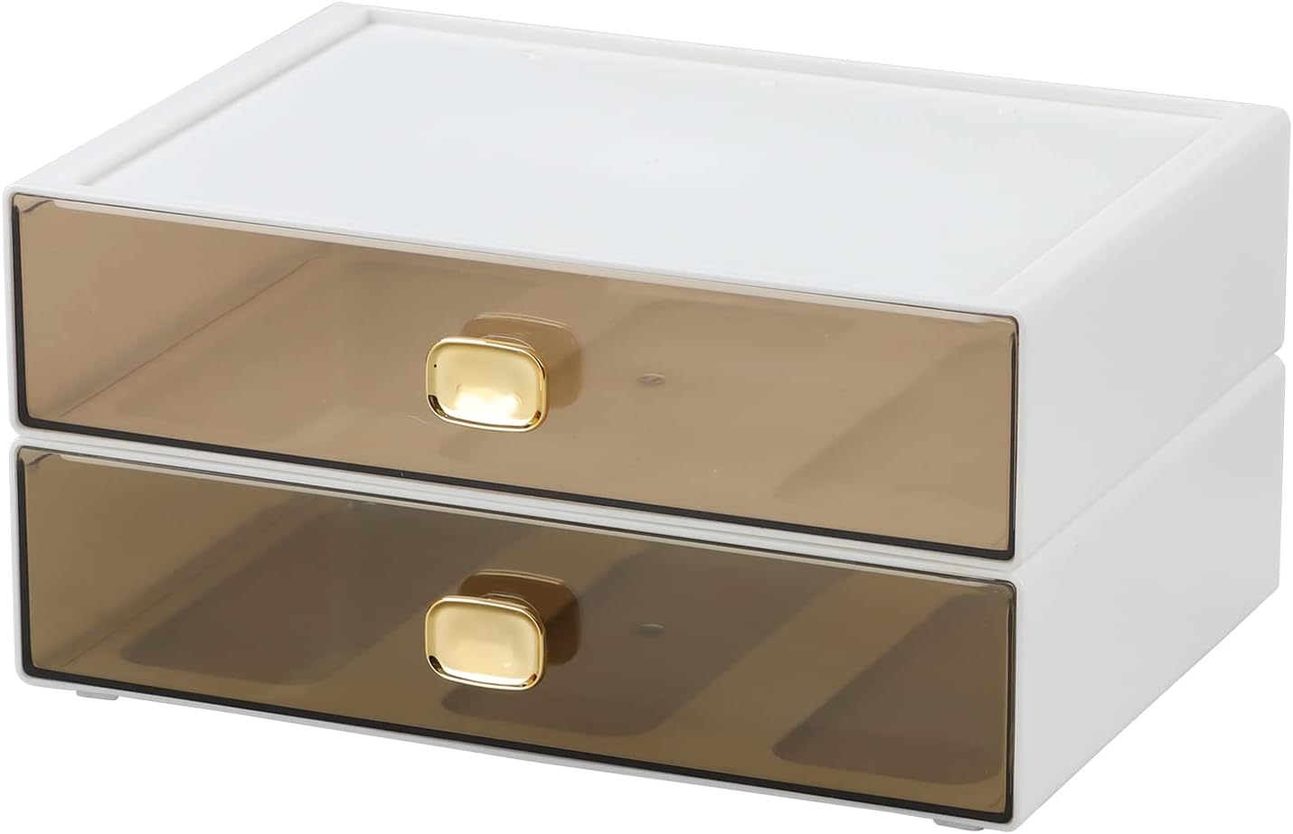 Spacious Desktop Storage Box with 2 Large Stackable Drawers