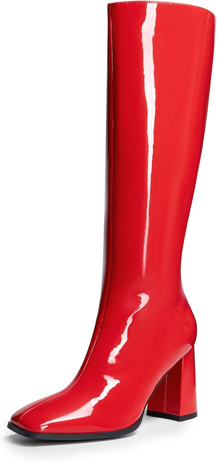 DREAM PAIRS Knee High Boots for Women with Square Toe Style