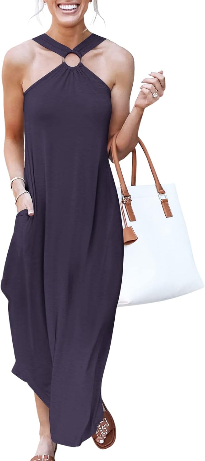 Stylish Women Summer Halter Neck Sundress for Beach Vacations