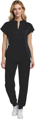 Medical Scrubs for Women Set - Stand-up Collar Top & Jogger Pants