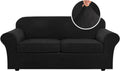 Real Velvet Plush 3 Piece Stretch Sofa Cover for 72-90 in - Soft Fit