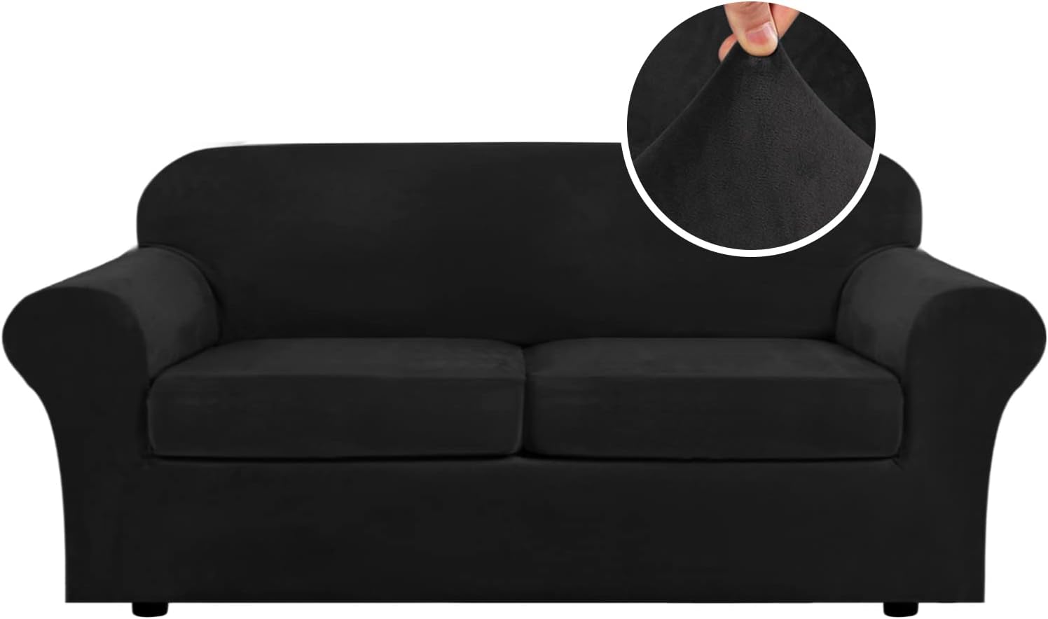 H.VERSAILTEX Real Velvet Plush 3 Piece Stretch Sofa Covers