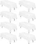 8 Pack Polyester Rectangle Tablecloth 60 x 102 in White - Durable