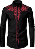 Mens Western Cowboy Shirt Casual Button Down - Slim Fit Style