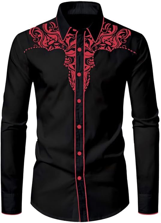 Stylish Mens Western Cowboy Shirt with Embroidery for Casual Wear