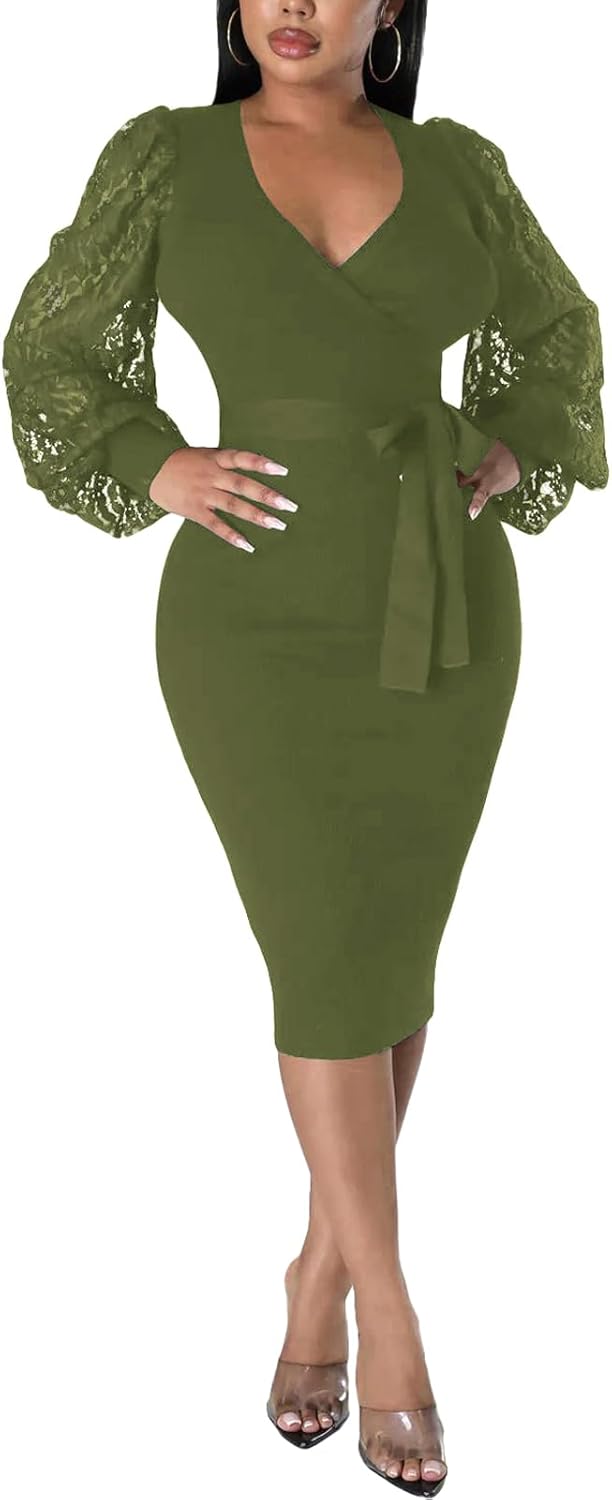 BOGURST Semi Formal Church Dresses for Women with Bishop Sleeves