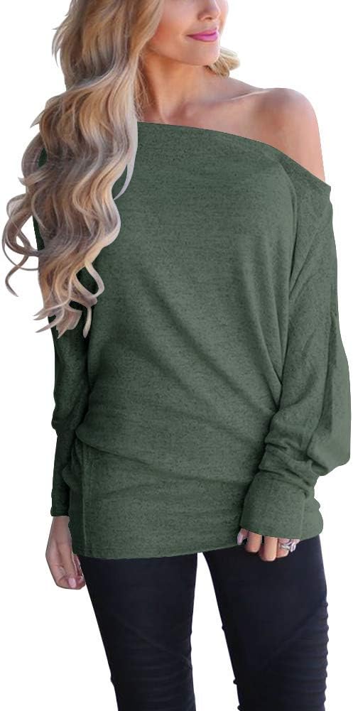 INFITTY Batwing Sleeve Off Shoulder Sweater