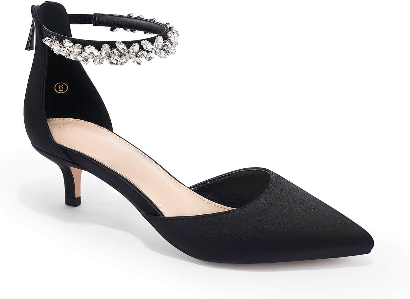 Women's Wedding Rhinestones Low Kitten Heels Pumps for Bridal