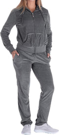 LeeHanTon Womens Jogging Suits Sets Running Velour Outfit Zipper Warm