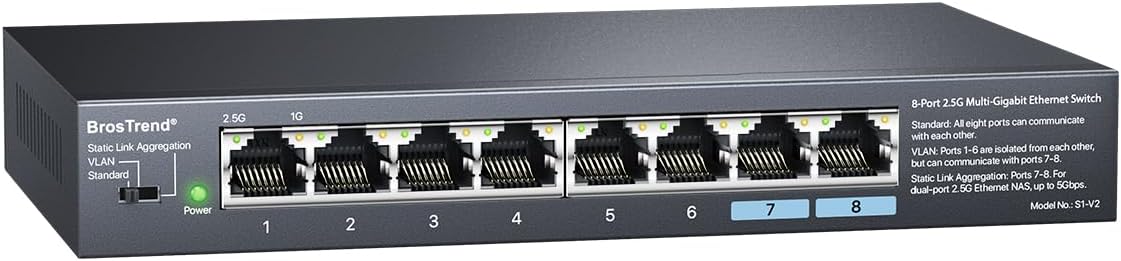 BrosTrend 2.5Gb Switch: Unmanaged 8 Port Ethernet Switch