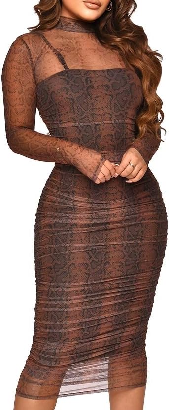 MOEENCN Sexy Long Sleeve Midi Dress for Women - Stunning Style