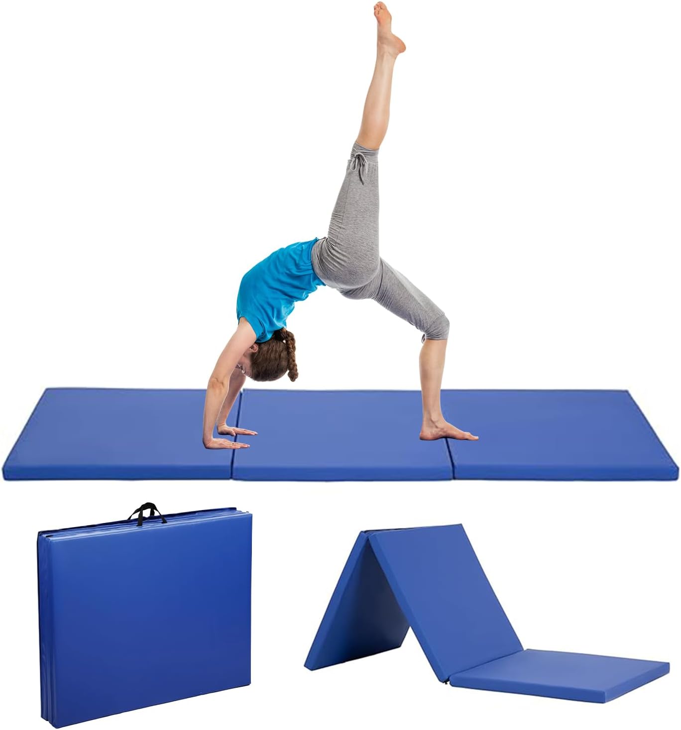 Foldable Gymnastics Mat for Kids & Adults, PU Leather, Portable