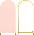 Metal Arch Stand and Cover Set 6ft Light Pink Spandex - Sturdy Gold