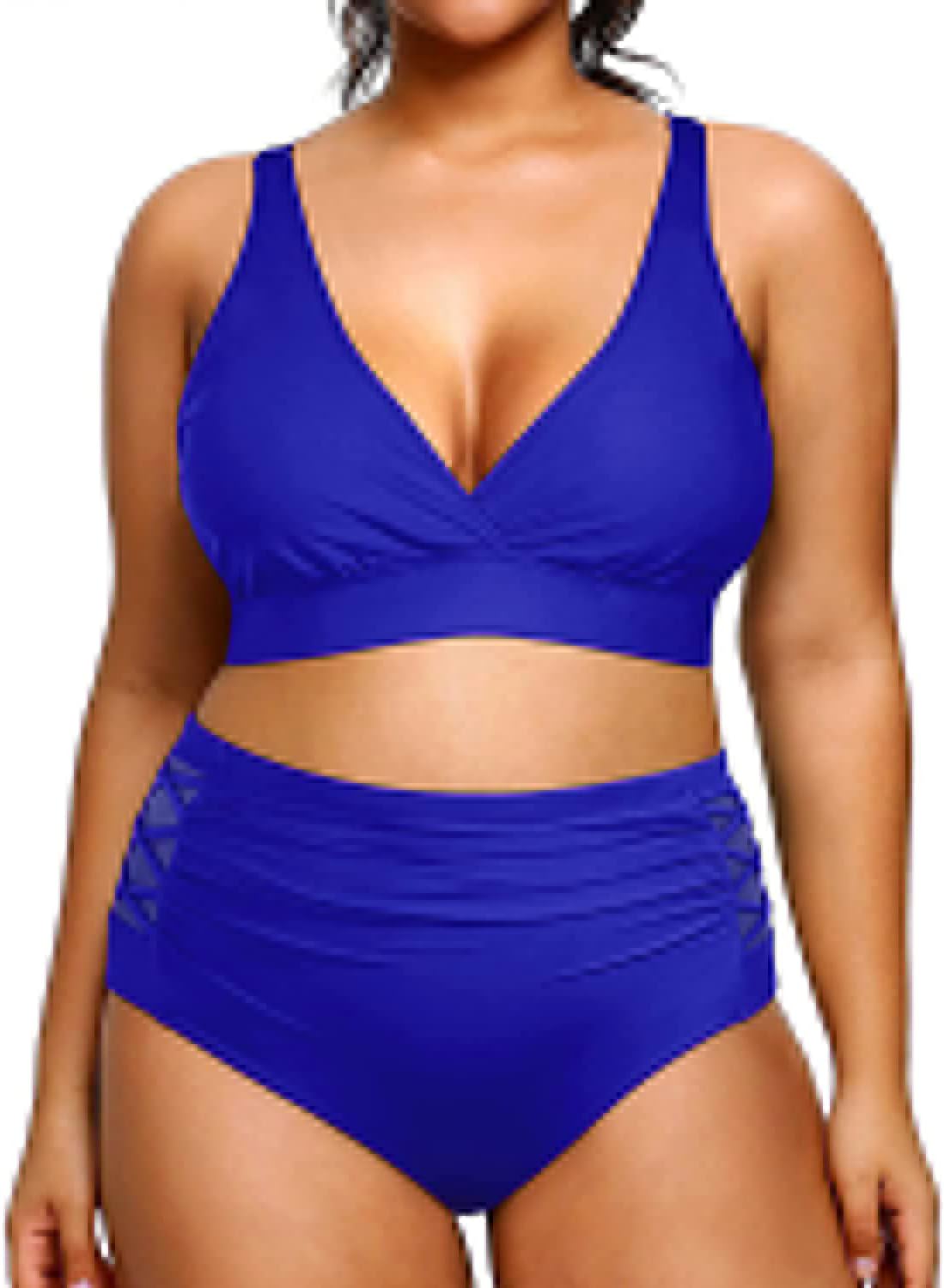 Plus Size Bikini High Waisted Two Piece Swimwear for Women