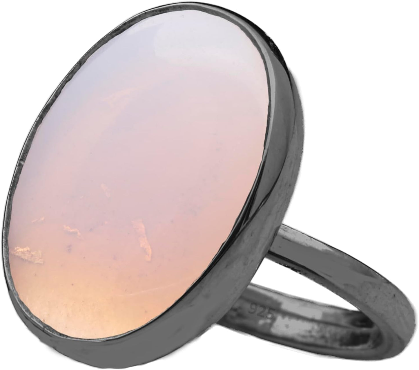 Natural Labradorite Crystal Ring in Black Oxidized Silver