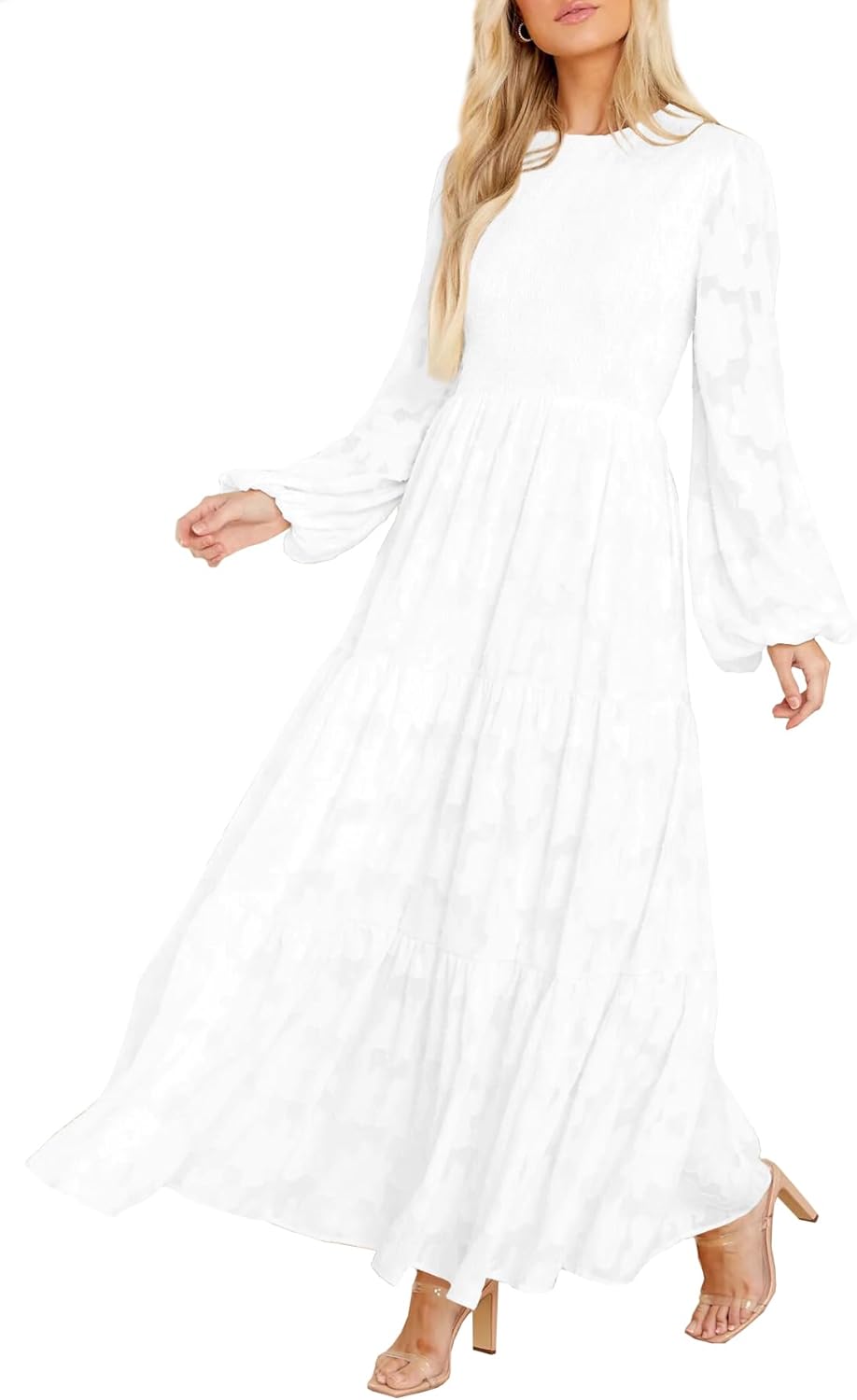 Elegant Floral Long Sleeve Maxi Dress with Pockets for Women