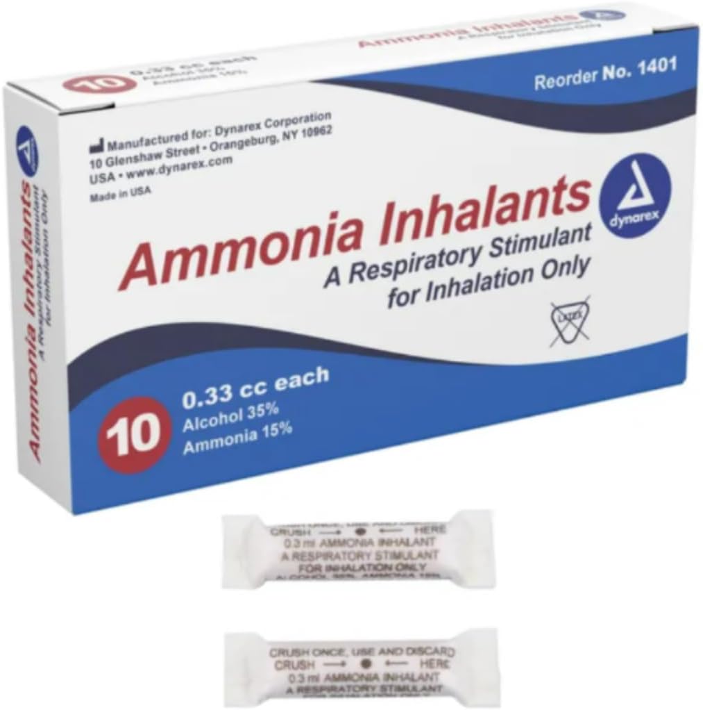 Ammonia Inhalants 20 Pack for Quick Relief in White Ampoules