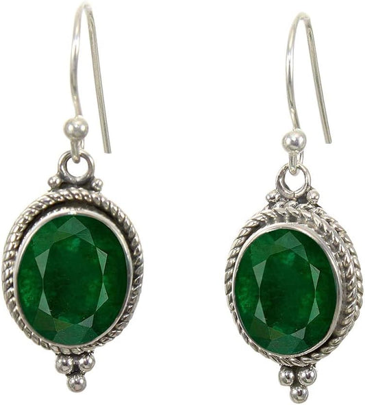 925 Sterling Silver Dangle Drop Earrings with Blue Gemstone