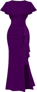 Memoriesea Women's Elegant High Split Ruched Bodycon Mermaid Maxi