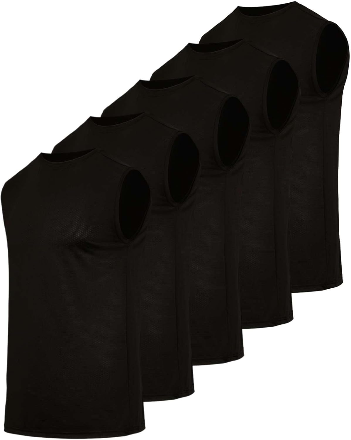 Real Essentials 5 Pack Men's Breeze Tech Tank Tops for Workouts