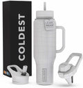 Coldest 46 oz Tumbler with Handle and Straw - White Croc