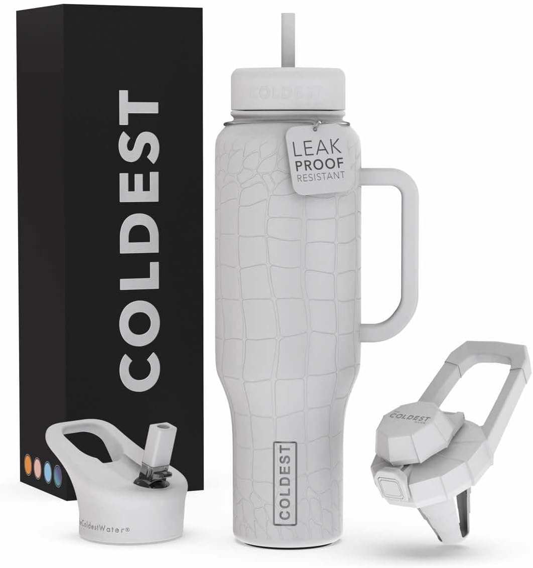 Coldest Tumbler with Handle and Straw - 46 oz Leak Proof Design
