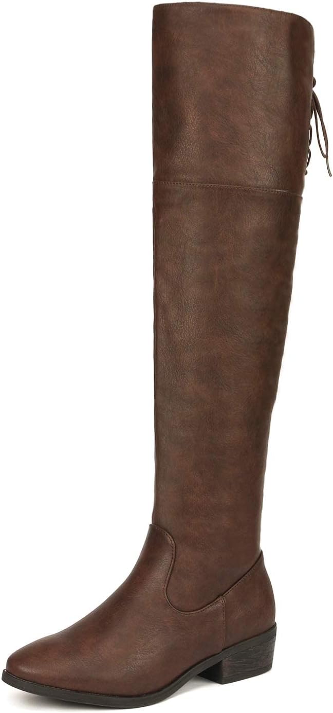 DREAM PAIRS Women's Over The Knee High Low Block Heel Boots
