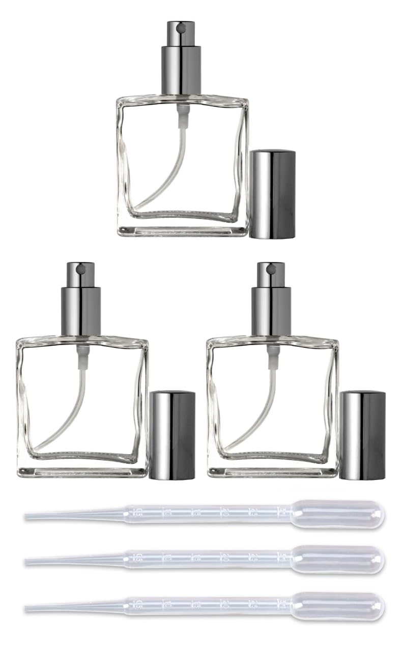 Set of 3 Refillable Atomizers - 3.4 oz Silver Sprayers