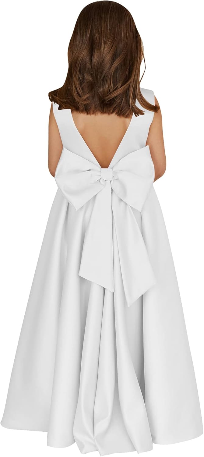 Elegant Satin Flower Girl Dresses for Wedding and Communion