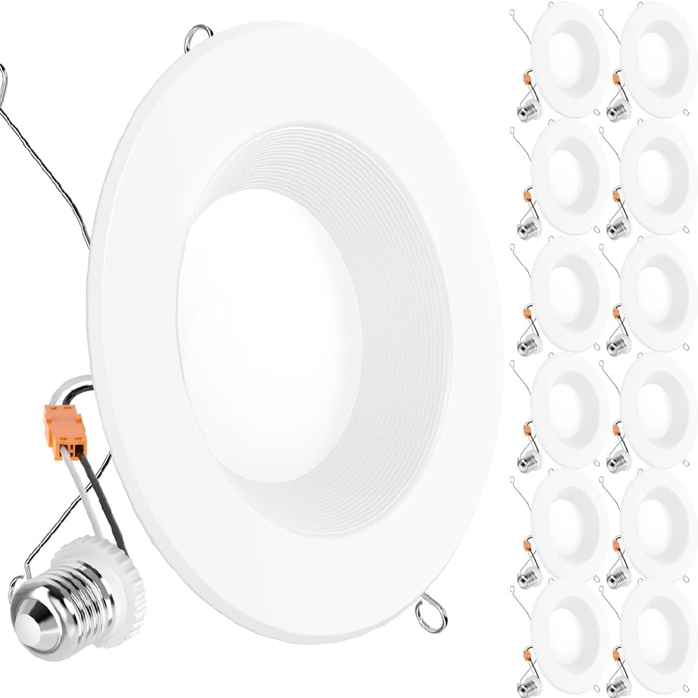 Retrofit LED Recessed Lighting 12 Pack for Ceiling 6 Inch