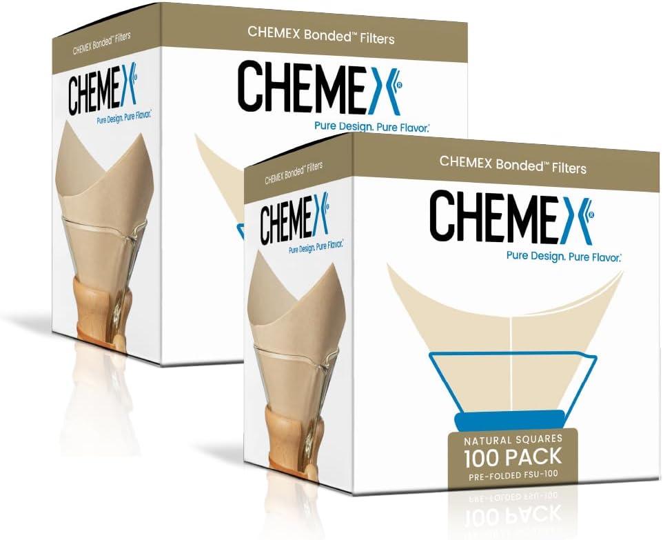 Chemex Bonded Filter Natural Square 100 Count for Pure Coffee