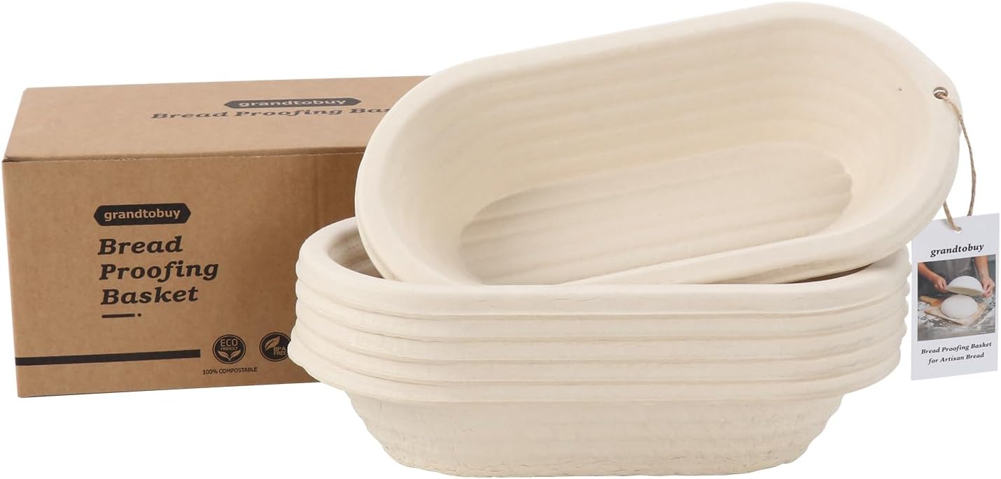 6x 12in Oval Pulp Bread Proofing Basket Set for Artisan Baking