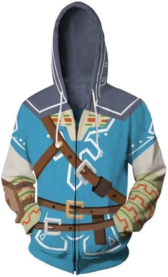 CHLOBLOM Link Hoodie Cosplay Costume Zipper Jacket for Fans