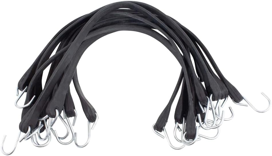 21 Inch Natural Rubber Tarp Bungee Straps with Crimped Hooks