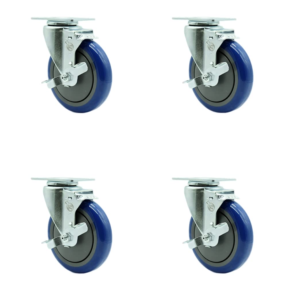 Avantco HPCASTWB Replacement Caster Set with 5 Inch Blue Wheels